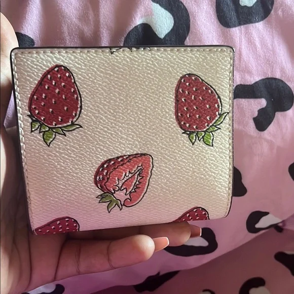 Coach Cream Strawberry Print Women's Wallet - Picture 2 of 5